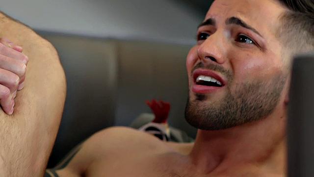 Black muscled jock barebacks handsome after cocksucking