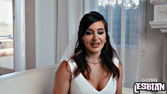 Curious bride tries lesbian tribbing