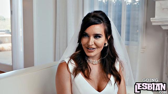 Curious bride tries lesbian tribbing