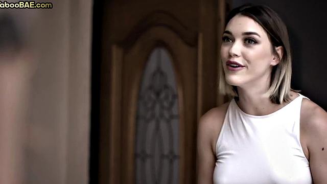 Lesbian teasing her teen lover