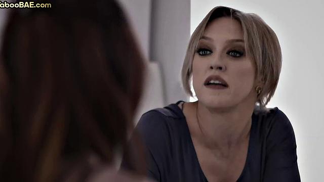 Lesbian teasing her teen lover