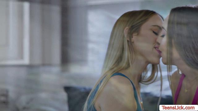 Lesbian trainer licks the pussy of client