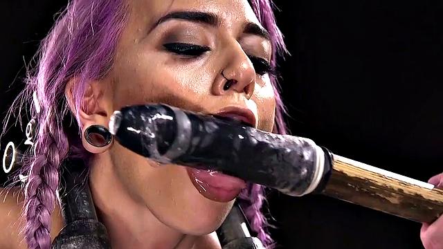 Bondage sub nipple clamped and toyed while bound by maledom