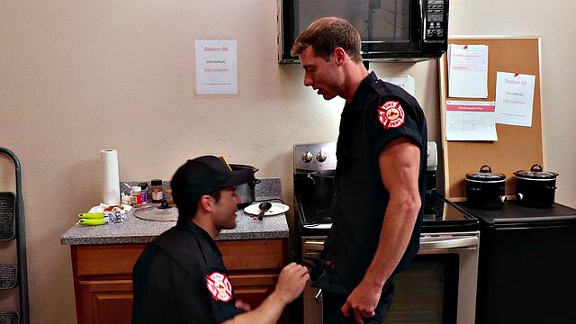 NextDoorStudios - Hunk Firemen Flip On Kitchen Counter