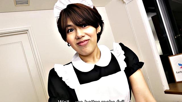 It's a nice day for Hinata Nnaase to cheat by sucking cock!