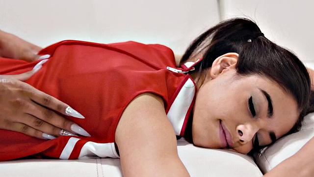 ALL GIRL MASSAGE - Hot Cheerleaders Nia Nacci And Harmony Wonder Get Horny After Massage