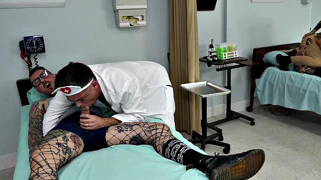 Bisexual anal nurse with tattoos fucked in hospital orgy