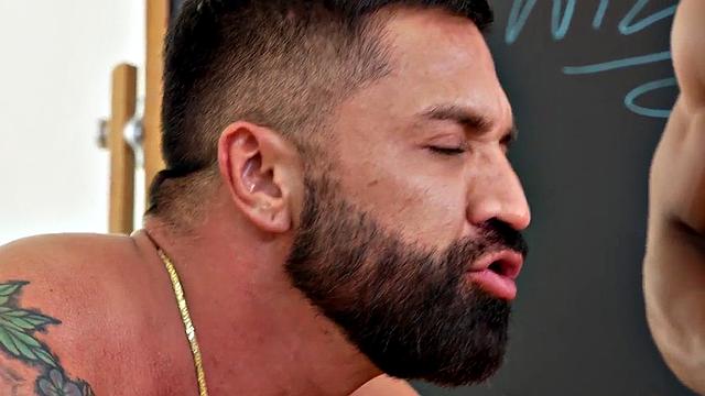 Bonded hunky teacher gets assfingered in public