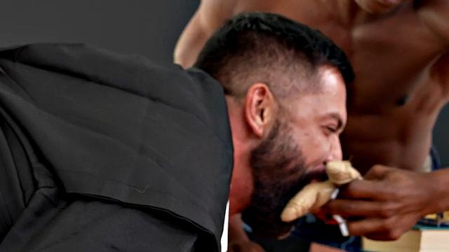Bonded hunky teacher gets assfingered in public