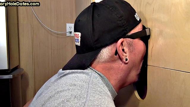 Greedy gaydaddy sucks and deepthroats in gloryhole