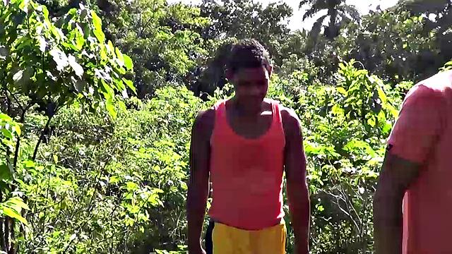 Latin boys Joaquin and Antonio sneak into the woods for private time. Once they feel secluded, the two start stripping each otger's clothes off and Joaquin goes down on his friend.