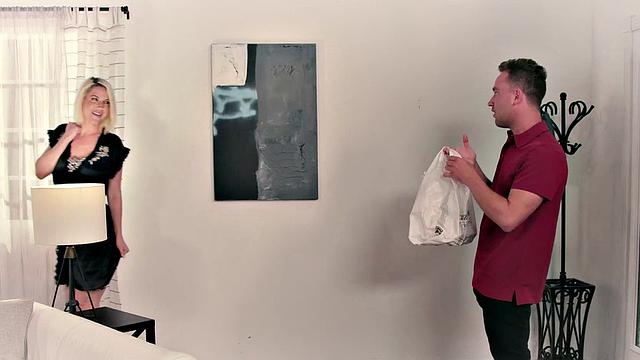 MOMMY'S BOY - Pervert MILF Kit Mercer Teases Food Delivery Guy After Caught Masturbating