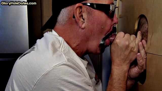 Mature gloryhole gay sucks cock at home till cum in mouth