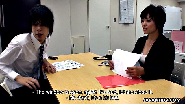 Hasumi is horny at the office so uses her vibrator to cum