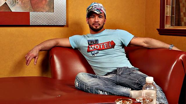 Pierced man enjoys masturbating naked while stroking dick