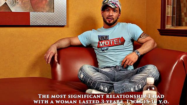 Pierced man enjoys masturbating naked while stroking dick