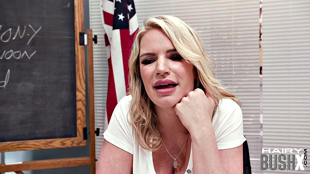 Blonde teacher in sexy threesome