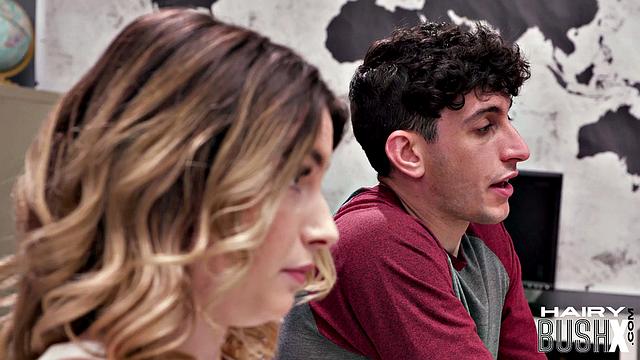 Blonde teacher in sexy threesome