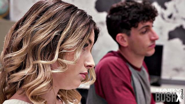 Blonde teacher in sexy threesome