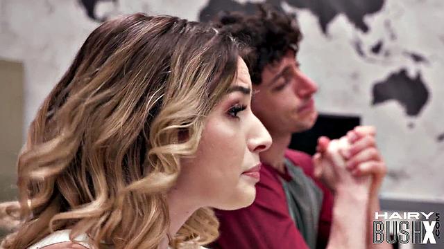 Blonde teacher in sexy threesome