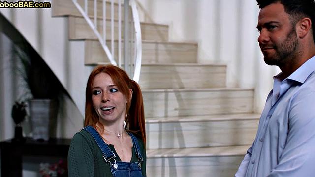 Petite ginger babe rides her BF