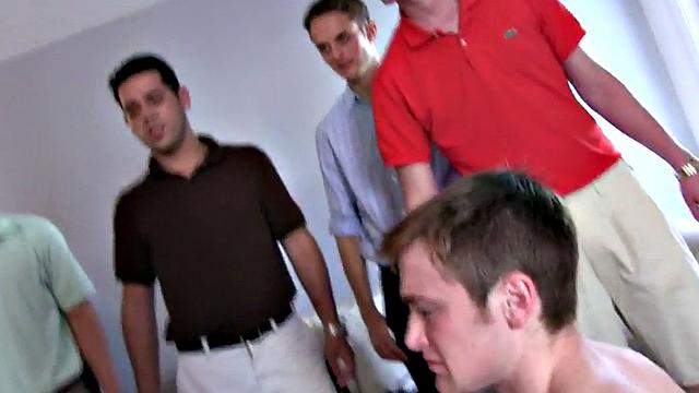 College stud fucked for fraternity after 3some blowjob