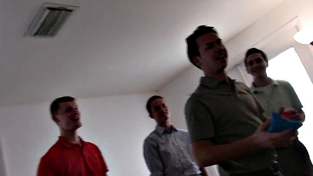 College stud fucked for fraternity after 3some blowjob