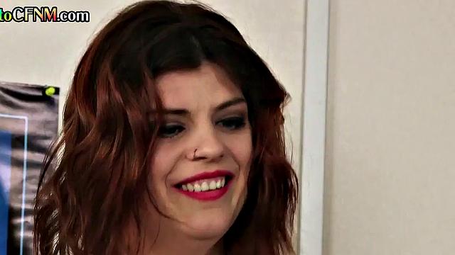 CFNM secretary strokes and sucks boss while dirty talking