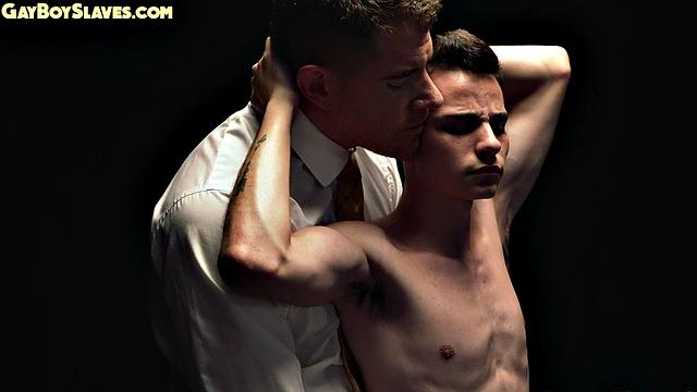 Skinny oiled submissive twink gets by dominant DILF