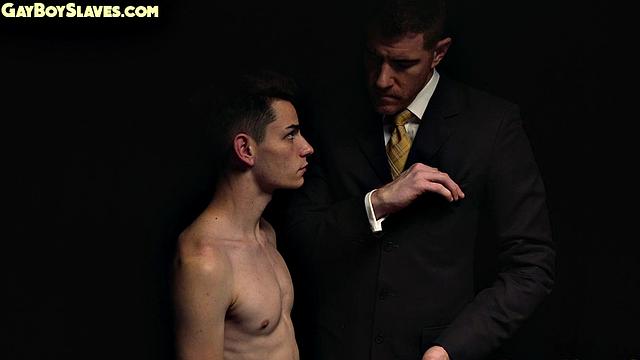 Skinny oiled submissive twink gets by dominant DILF
