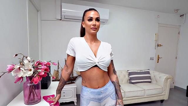 Tattooed POV maid smashed from behind by boss