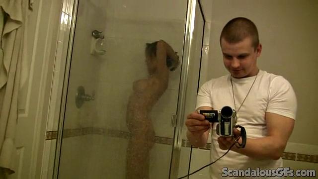 Sexy Chick with Big Tits Recorded Inside Shower By BF