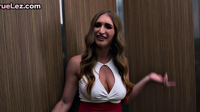 Busty lesbos strapon each other