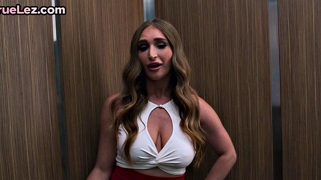 Busty lesbos strapon each other