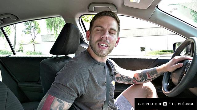 GenderXFilms - Trans Beauty Hitchhiker Rides Massive Driver