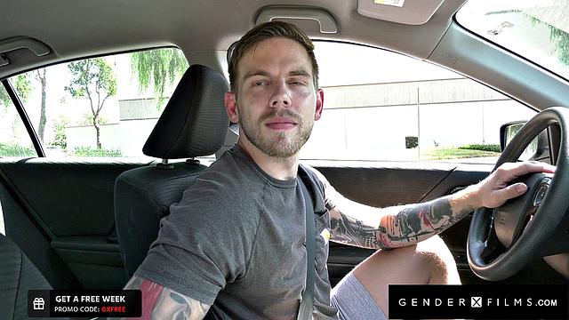 GenderXFilms - Trans Beauty Hitchhiker Rides Massive Driver