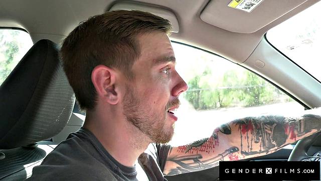 GenderXFilms - Trans Beauty Hitchhiker Rides Massive Driver