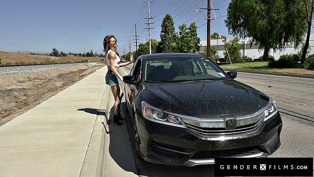 GenderXFilms - Trans Beauty Hitchhiker Rides Massive Driver