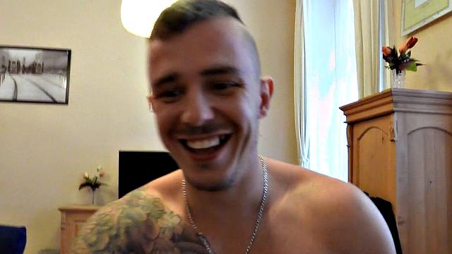 Pulled euro stud assfucked and covered in cum in POV