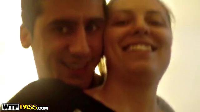 Horny couple making out in kitchen