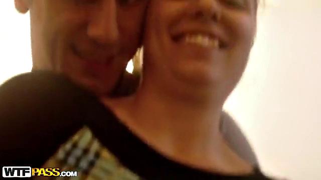 Horny couple making out in kitchen