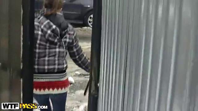 Horny couple making out in kitchen