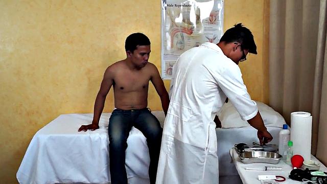 Slim Asian bred by medic after exam and anal fingered