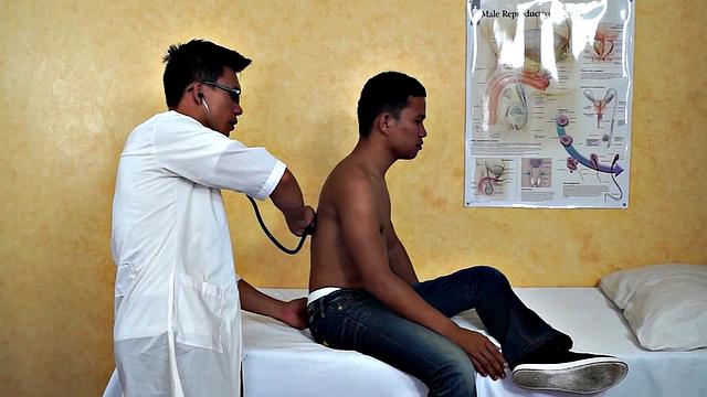 Slim Asian bred by medic after exam and anal fingered