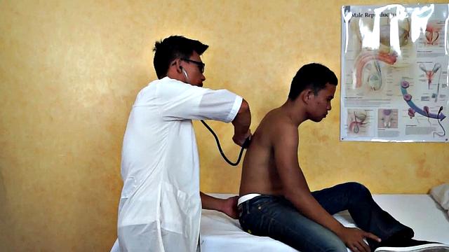 Slim Asian bred by medic after exam and anal fingered