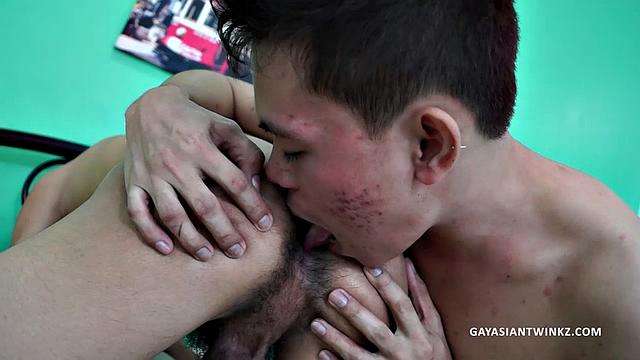 This 18-year-old skinny gay Asian twink has never been fucked, so we get to see his defloration happen before our eyes. Jeff is the big dick Asian boy who will have the honors.