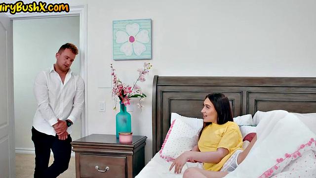 Hairybush 21yo petite babe rides cock in reverse cowgirl