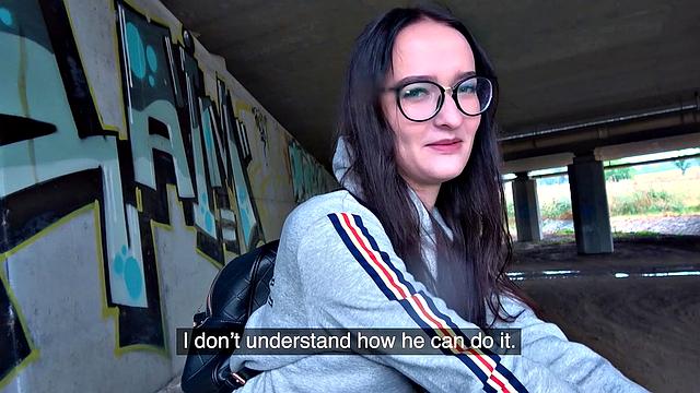 Young Czech chick with a bald pussy gets drilled hard under the bridge