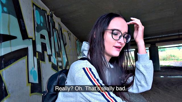 Young Czech chick with a bald pussy gets drilled hard under the bridge