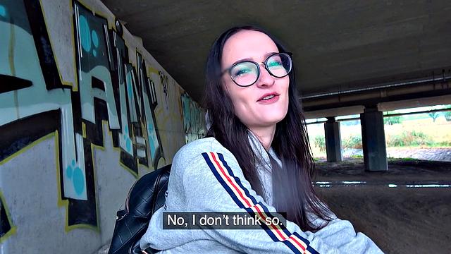 Young Czech chick with a bald pussy gets drilled hard under the bridge